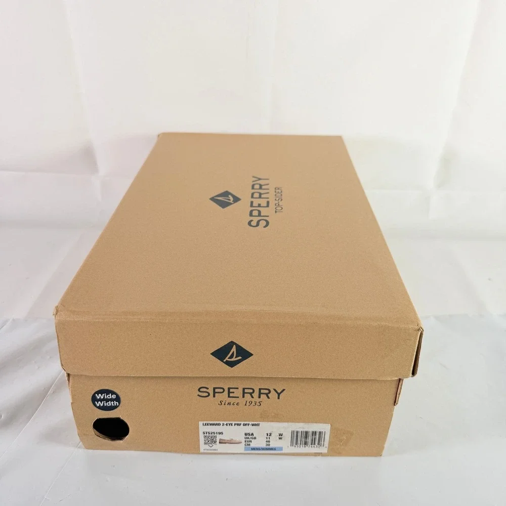 Sperry Top-Sider Ward 2-Eye Perforated Men's Boat Shoes Off-White Size 12W New